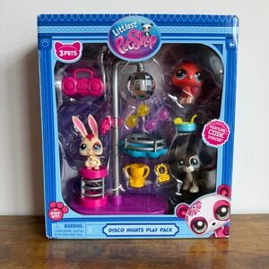 New Littlest Pet Shop LPS Disco Nights Great Dane Dog Bunny Peacock Play Pack